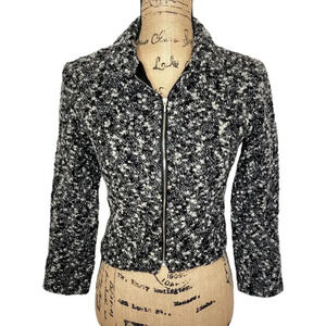 Claudie Pierlot Paris Womens Designer Wool Tweed Blazer Jacket Size 2 Black